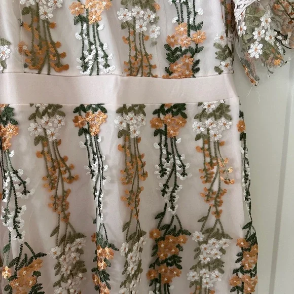 Embroidered Floral Midi Dress in Blush - Picture 6 of 7